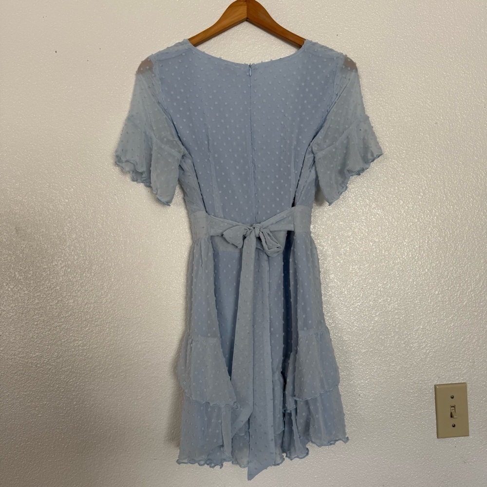 ShowPo Cirilla Blue Polka Dot Mini Tie Dress Size: 6 - Picture 3 of 7